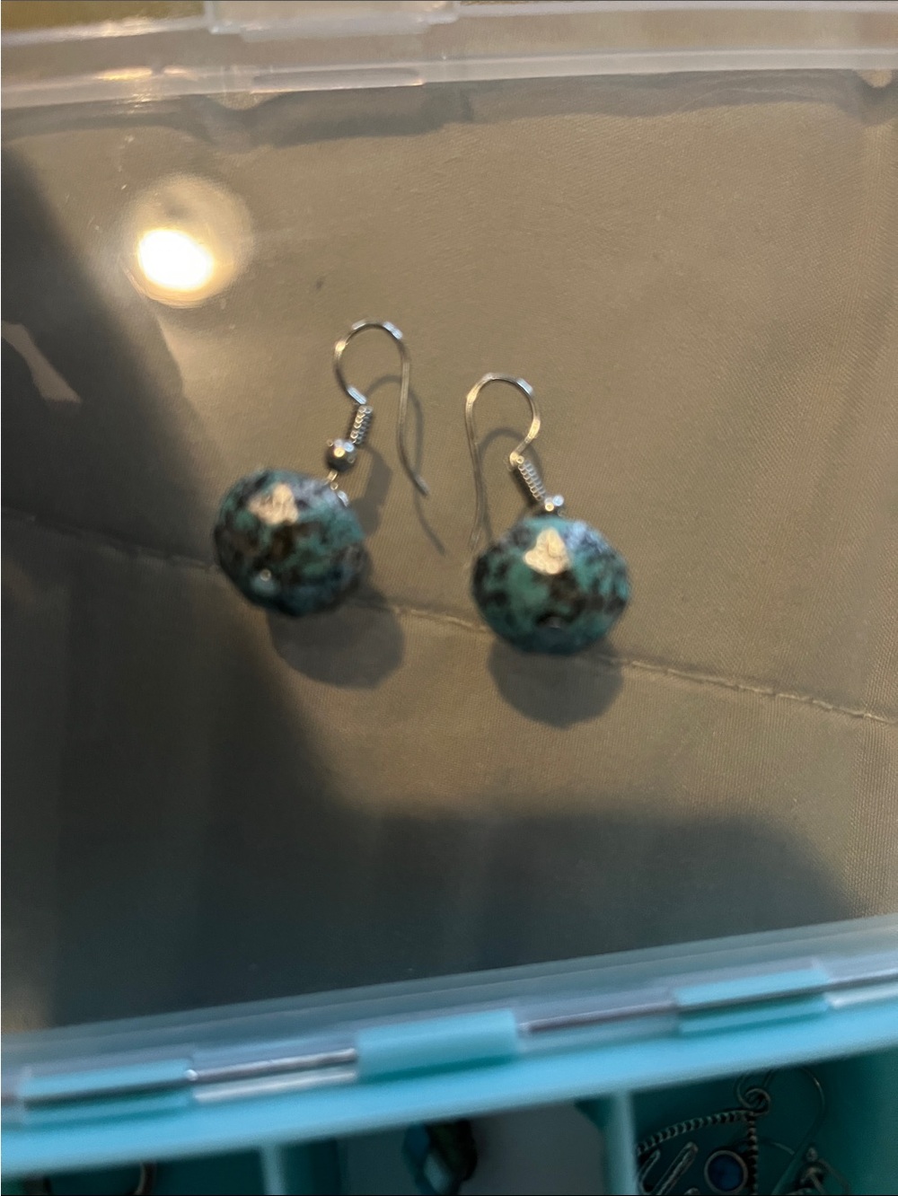 Turquoise pattern Bead Drop Earrings - Unbranded